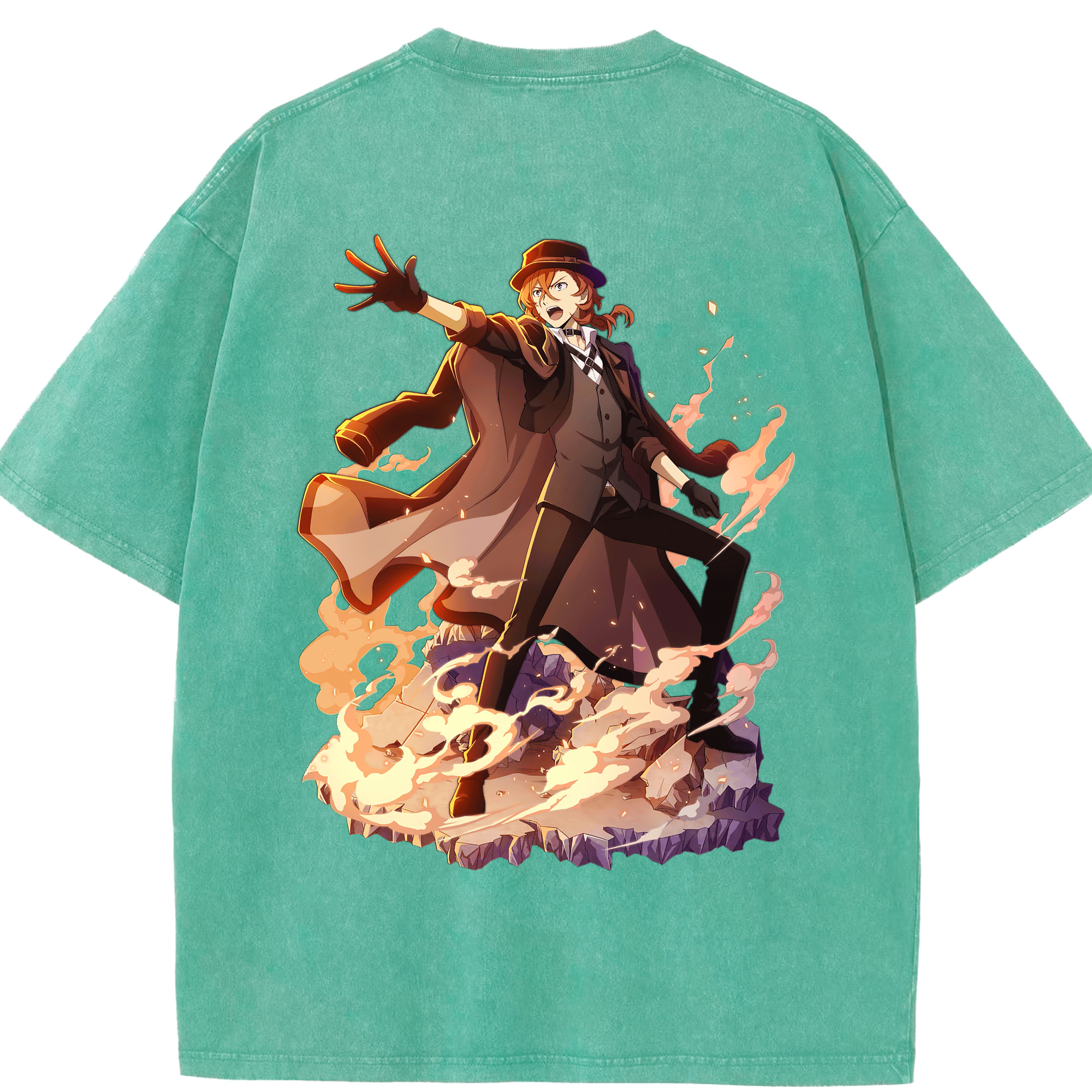 （画像用） 文豪ストレイドッグス Bungo Stray Dogs 綿100% ヴィンテージ風 半袖Tシャツ（背面プリント）